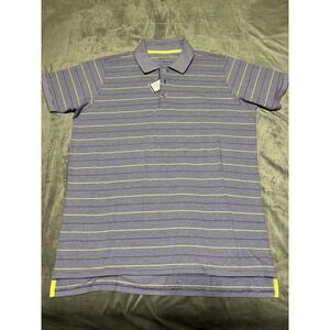 B Draddy Ian Mens Medium Purple Stripe Pima Cotton Stretch  Polo Shirt